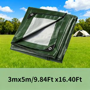 TEMU 헤비듀티 올리브 그린 타폴린, 강화 폴리에틸렌 소재, 방청 고리 & 삼중 스티치 가장자리, 건설 현장, 캠핑 장비, 트럭 커버용 올웨더 보호 커버, 찢김 & 자외선 차단