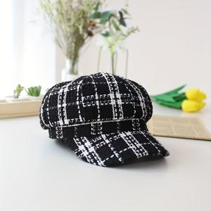 TEMU 여성용 블랙 앤 화이트 베레모 - 스타일리시, 캐주얼, 따뜻하고 다재다능한 팔각형 모자 - 가을, 겨울 일상 외출에 적합 - 훌륭한 선물 옵션 - 휴일 선물로 완벽