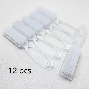 TEMU 12개입 헤비듀티 네일 스크러버 브러쉬 - 미끄럼 방지 핸들 & 투명 브리슬 팁, 위생적인 손발톱 청소 도구, 매니큐어/페디큐어 브러쉬, 살롱용 (12팩) - 손발 관리에 적합