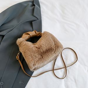 TEMU 여성용 스몰 핸드백 - 플러시 토트백, 스타일리시 숄더 크로스바디 백, 가을/겨울용 다용도 숄더백, 외출, 쇼핑, 출퇴근, 매칭용으로 적합, 휴대폰, 지갑, 립스틱 보관에 완벽