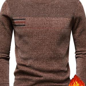 TEMU 신상 가을 겨울 남성용 긴팔 크루넥 풀오버, 패셔너블 셔닐 두꺼운 안감 부드럽고 따뜻한 피부 친화적 캐주얼 니트웨어