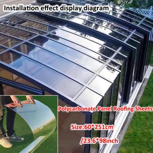 TEMU 폴리카보네이트 패널 지붕 시트 - 1mm 두께 충격 방지 폴리카보네이트 보드, 브라운/클리어/레이크 아크릴 플라스틱, 60x251cm 온실, 야외 파티오, 정원 차양 및 비막이용, 내구성 있는 방수 디자인, 테라스 차양, 모던한 미학, 고품질 패널