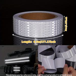 TEMU ROYALRHINO 177인치 화이트 헤비듀티 반사 안전 테이프 - 전천후 밝은 레드/화이트 차량, 트럭, 트레일러, 도로 및 주차장용 마킹 스트립 - 쉬운 부착식 접착 테이프 (조립 불필요) Noodpakket