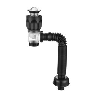 TEMU RV 욕실 배수구 키트 | 냄새 제어 기능이 있는 확장형 P-트랩 디자인, 두꺼운 금속 구조, 조절 가능하고 부식 방지 기능이 있는 유연한 파이프, 간편한 설치 하드웨어 포함, 캠핑 트레일러용 컴팩트하고 휴대 가능