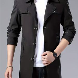 TEMU 새로운 심플 클래식 싱글 브레스트 남성 다용도 미드 길이 남성 편안한 피부 친화적 남성 상의 남성 재킷