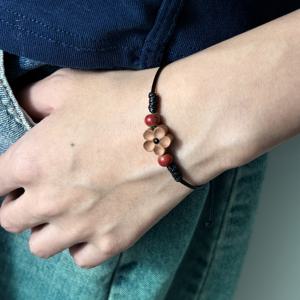 TEMU 새로운 중국 스타일 여성 복숭아꽃 직조 팔찌, 다용도, 패셔너블, 우아함, 휴일 선물 및 일상복으로 완벽