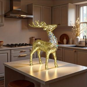 TEMU 반짝이는 크리스마스 순록 장식 - 빛나는 뿔과 반짝이는 몸체 - 우아한 나일론 피규어, 크리스마스 트리, 결혼식, 파티용 - 반짝이는 순록 장식품