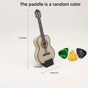 TEMU 픽 홀더가 있는 미니어처 기타 모델, 창의적인 데스크탑 장식 - 무료 픽 3개 포함