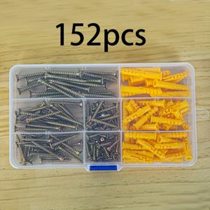 TEMU 152개 컬러풀 M3.5/M4 셀프 태핑 스크류 및 노란색 확장 슬리브 콤보 세트, 노란색 플라워 피쉬 내구성 드라이월 앵커 키트 플라스틱 벽 앵커 아연 도금 플랫 헤드 스크류, 안전한 드라이월 설치용 확장 스크류, DIY용 확장 슬리브