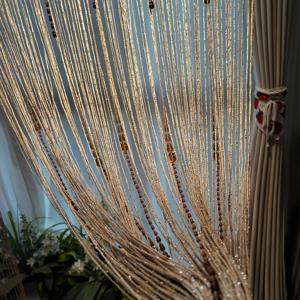 TEMU 1개 구슬 도어 커튼, 호박 모양 구슬, 거실 및 침실용 빛 필터 파티션, 수제 홈 데코, 라이트 럭셔리 스타일, 반투명 폴리에스터 원단, 거실 커튼