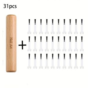 TEMU 31개 듀얼 엔드 젤 폴리쉬 교체 브러쉬 세트 (탈착식 나무 손잡이 포함), 네일 아트용, 전문 네일 살롱에 적합, 다용도 네일 폴리쉬 브러쉬 헤드