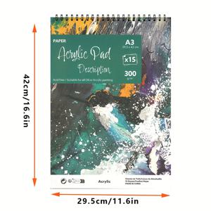 TEMU 유화 및 아크릴용 대형 스파이럴 스타일 스케치북 - A3 사이즈, 고품질 두꺼운 커버 및 두꺼운 페이지 특징, 페인팅 및 유화 작품에 적합