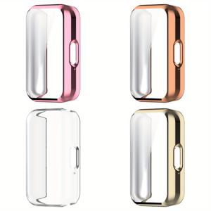 TEMU 삼성 Fit3 액정 보호 필름 케이스 TPU 전체 범퍼 커버 포함 4개입, HD 투명 스크래치 방지 스마트워치 액세서리, 스마트워치 케이스, 스트랩 포함 스마트워치 케이스