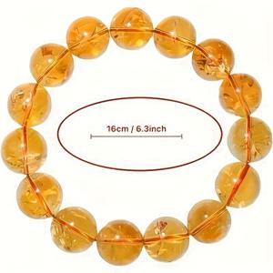 TEMU 천연 브라질 호박 목걸이와 팔찌 세트 - 큰 골든 옐로우 구형 구슬과 내포물, 우아한 빈티지 주얼리 여성과 남성용, 일상 및 특별한 날에 적합, 생일 및 기념일 선물로 이상적