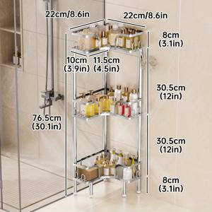 TEMU 1개 코너 샤워 수납 랙, 좁은 욕실 코너에 욕실 용품을 놓을 수 있는 스테인리스 스틸 삼각 바구니로 공간을 활용하는 선반|화장실선반