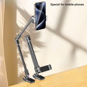 TEMU 조절식 침대 옆 휴대폰 거치대, 원터치 접이식, 고강도 금속 프레임 및 클램핑 베이스, 스마트폰/태블릿 호환, 핸즈프리 TV/영화 시청 지원, 싱글/더블 침대용