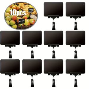 TEMU 클립이 달린 플라스틱 칠판 간판 10개 - 360° 회전 및 조절 가능한 디스플레이 스탠드, 접이식 내구성 칠판, 소매점, 사무실, 레스토랑 및 의류점에 적합, 데스크탑 칠판 간판, 간편한 디자인, 견고한 구조