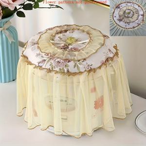 TEMU 사계절 공용 전원풍 원형 밥솥 덮개, 에어프라이어 덮개, 다기능 유럽풍 뚜껑 타월, 패브릭 레이스 밥솥 덮개 천, 가정용 먼지 커버, 친구를 위한 어머니의 날 선물, 집들이, 크리스마스, 새해, 완벽한 집 장식|에어프라이어|밥솥