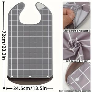 TEMU 성인용 식사 턱받이 옷보호대 탈착식 부스러기 포집기 여성 남성용 턱받이