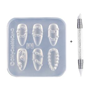 TEMU 2개 실리콘 네일 몰드, 3D 케이크 크림 네일 아트 몰드 조각 펜 포함, 크리미 보우 하트 참 클리어 모델링 템플릿 몰드, 레진 에폭시 전문가용 용품