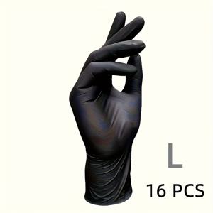 TEMU [파우더 프리 나이트릴 장갑] 16개입 블랙 파우더 프리 라텍스 프리 나이트릴 장갑 - 사이즈 선택 가능 (S/M/L/XL) 일회용 가정용 장갑 - 청소용 - 홈 클리닝 제품