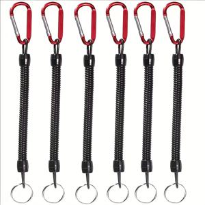 TEMU 손실 방지 핸드 로프, 망원 스프링, 낚시 장비 고정용 카라비너가 특징인 6개입 접이식 낚시 도구 세트