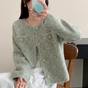 TEMU 여성용 우아한 솔리드 컬러 자켓 - 라운드넥 싱글브레스트 버튼 프론트, 사계절 착용 가능한 클래식 버튼 프론트 자켓, 캐주얼부터 프로페셔널 룩까지 (손세탁 가능)