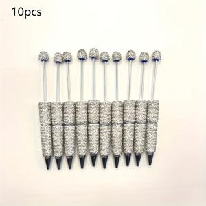 TEMU 10개입 흑백 비즈 펜, 풀 라인스톤 장식 | 1.0mm 검정 잉크, 인체공학적 디자인, 리트랙터블, 초극세점, 학교 선물, 교사 사무용품, 크리스마스 및 파티 답례품으로 적합