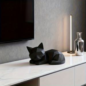 TEMU 고양이 잠자는 자세로 있는 플라스틱, 평온하고 사랑스럽게, 현대적인 추상 기하학 스타일이 특징입니다. 고양이 애호가를 위한 이상적인 선물이며, 컴퓨터 책상, 침실 장식에 완벽합니다.