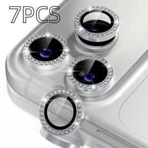 TEMU 애플 아이폰 17/16/15/13/12 프로 맥스/플러스/미니/17 에어/16e 호환 7피스 금속 렌즈 필름 후면 카메라 렌즈 보호 3D 울트라 HD 강화 유리 스티커