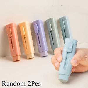 TEMU 2개입 푸시-풀 메커니즘 삼각형 지우개 - 잔여물 없는 합성 고무 리필 가능, 사무실, 연필, 펜, 마커용 - 휴대용 컴팩트 & 위생적 지우개 (2개입)