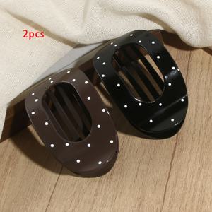 TEMU 2개 플랫 물방울 오리 부리 헤어 클립 | 캐주얼 번, 및 특별한 날에 활용 가능한 타원형 플라스틱 헤어 장식