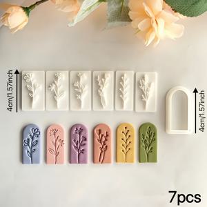 TEMU 7개 봄 시리즈 플라스틱 몰드 세트 (잎 및 꽃용) | 잎과 꽃 펜던트 제작, 탈지 용이, 수제 클레이 가공 도구, 클레이 프로젝트, 주얼리 제작 | 장식 몰드