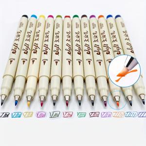 TEMU 12색 유연한 드로잉 펜 | 새로운 소프트 팁 휴대용 노트 펜, 성인 컬러링, 낙서, 캘리그라피, 공예용 페인트 브러쉬 | 수성 잉크, 크리스마스, 할로윈, 부활절, 신학기 용품, 전문가용 미술에 적합