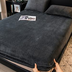 TEMU 겨울용 피트드 시트, 싱글 매트리스 커버, 코랄 두꺼운 밀크 침구 세트, 풀 커버리지 싱글 침대 시트 프로텍터|이불|매트리스커버