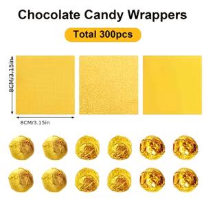 TEMU 300개 골드 포일 초콜릿 사탕 포장지 | 알루미늄 포일 달콤한 포장, 초콜릿 사탕 포장용, 발렌타인데이, 결혼식, 생일 파티, 크리스마스, 할로윈, 추수감사절에 완벽