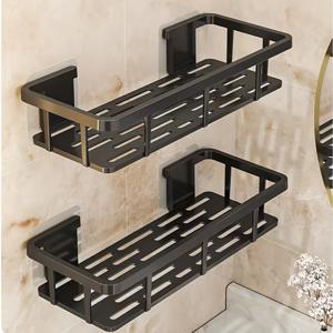 TEMU 2개 드릴 불필요 접착식 선반 | 욕실 & 주방용 강력 벽걸이 정리함, 샴푸, 바디워시, 수건 보관을 위한 공간 절약형 수납, 아파트, 기숙사, RV 정리, 플라스틱 재질, 광택 마감