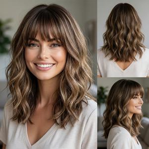 TEMU 우아한 여성용 가발, 자연스러운 그라데이션 실버 화이트, 워터 웨이브 컬리 헤어, 블런트 뱅, 풍성하고 볼륨감 있는 웨이브 디자인, 관리가 쉬움, 데일리웨어, 직장, 데이트 및 특별한 날에 적합