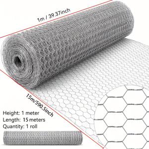 TEMU 고강도 양면 핫딥 아연 도금 육각형 닭장용 철망 - 닭장, 정원, 애완동물 울타리, 야외 농업 및 가금류 울타리용