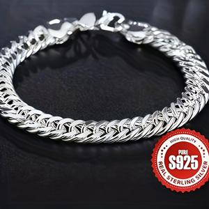 TEMU 1개 실버 쿠바 링크 팔찌, 남녀 공용 - 고급 파티, 축제, 결혼식에 완벽한 선물