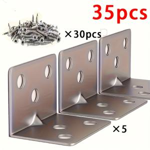 TEMU 가구 및 선반용 90도 L자 브래킷 35개 | 튼튼한 스테인리스 스틸 코너 아이언 세트, 파손 방지 및 스크래치 방지