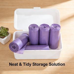 TEMU 100개입 보라색 쓰레기 봉투 5팩 - 경제적 크기, 내구성 PE 소재, 누수 방지 및 냄새 차단 | 주방, 거실, 침실, 욕실, 사무실용 - 다목적 일회용 플라스틱 봉투 | 누수 방지 및 무취, 할로윈, 크리스마스 및 기타 명절에 적합