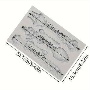 TEMU 고급 실리콘 몰드 - 스푼, 포크, 케이크 장식용 - 논스틱 폰단트 & 레진 몰드, 냉동고/식기세척기 사용 가능, DIY 슈가 페이스트, 클레이 몰드