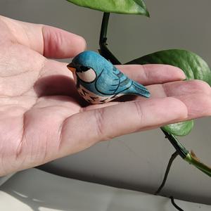 TEMU 수제 목재 미니어처 뚱뚱한 짹짹이 새 조각상, 홈 데코, 데스크탑 장식, 작고 정교한 디자인으로 집을 더욱 따뜻하고 편안하게, 선물로도 적합