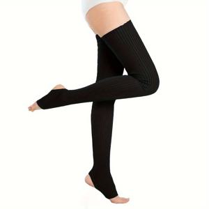 TEMU 패션 여성용 레그워머 양말 1켤레, 무릎 위 레그워머 양말, 여성 아내를 위한 선물, 부드럽고 따뜻하며 두꺼운 허벅지 하이 풋리스 양말, 특대형 긴 양말, 겨울용 엄마와 자매를 위한 생일 선물, 편안한 스텝온 레그워머 선물