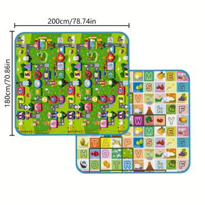 TEMU 대형 방수 두꺼운 폼 피크닉 매트 - 모래방지, 내열성, 휴대용 접이식 매트 (해변, 캠핑 및 가정용) 컬러 알파벳 디자인