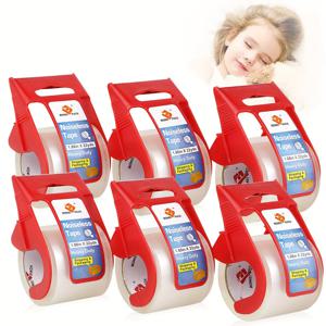 TEMU 보메이 팩 헤비듀티 투명 포장 테이프 (빨간 디스펜서 포함) - 6롤 접착제, 플라스틱/패브릭/금속/이사 박스용, 1.5인치 종이 코어 (48mm x 22야드)