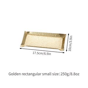 TEMU 1개 우아한 골든 해머드 메탈 트레이 정리함 - 보석, 화장품, 열쇠용 다용도 직사각형 및 정사각형 수납 트레이 - 침실, 욕실, 거실 장식에 완벽 - 할로윈, 크리스마스, 이스터, 추수감사절에 이상적, 보석 트레이, 보석 트레이