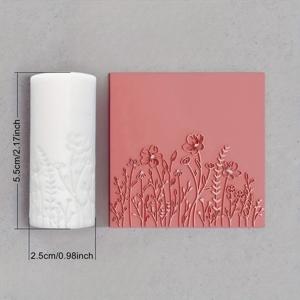 TEMU 엠보싱 롤링 핀, 야생화와 허브, 꽃밭에서 피어나는 조각된 롤링 핀, 점토 스탬프, 도예용 롤러, 세라믹 도구 폴리머 클레이 꽃밭 롤러