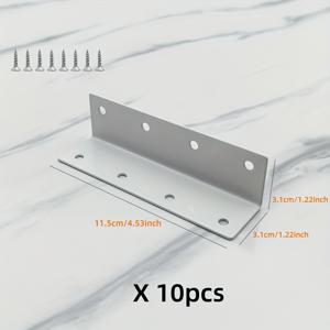 TEMU 10개 헤비듀티 금속 앵글 브래킷 90도 직각 코너 커넥터 나사 포함 - 선반, 캐비닛, 가구, 발코니, 지붕용 강화형 조인트 - DIY & 사용 (주거/상업용) - 비용 절감